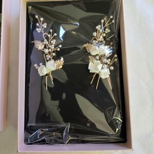 Bridal Hair Pins with Pearls Set Of 5